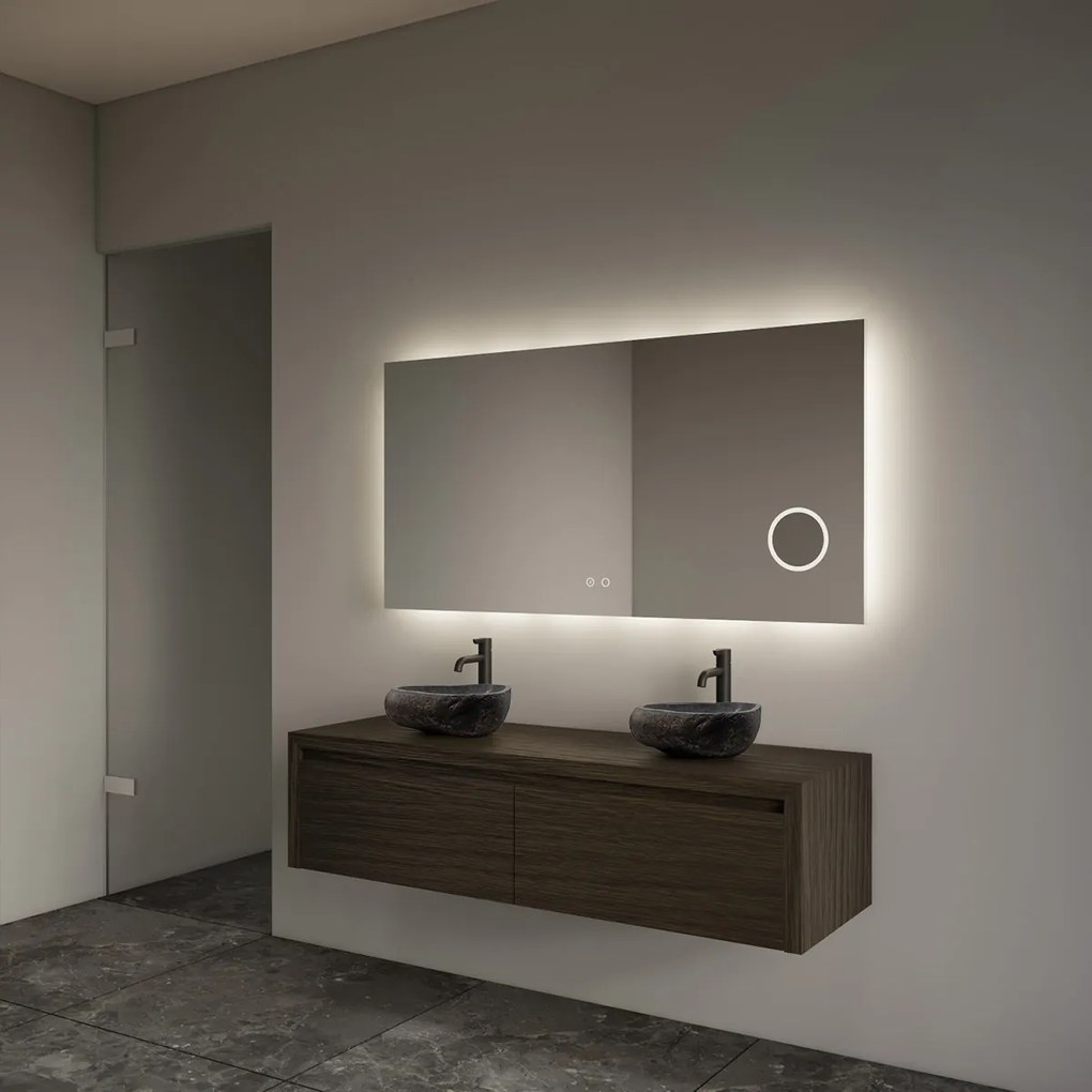 Gliss Design Ares badmeubel 140cm 2 lades charcoal met rivierstenen waskommen