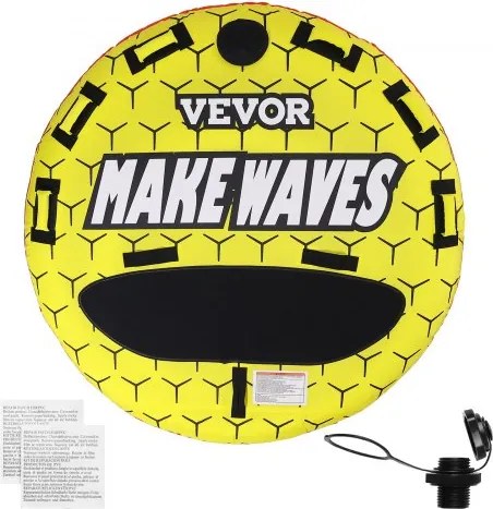 VEVOR Sleepbare Tube voor boten, opblaasbare boottubes en sleepbare tubes voor 1-3 personen, 510 lbs, 63 inch ronde watersport sleepbare tubes voor het trekken van boten, volledige nylon hoes