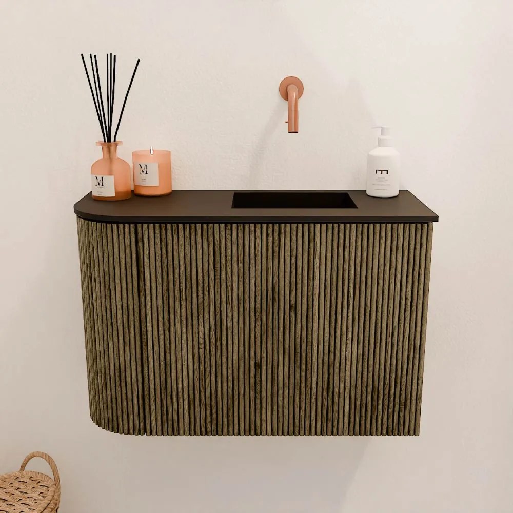 Mondiaz Joya 60cm toiletmeubel ronding links dusk met wastafel faye rechts zonder kraangat urban