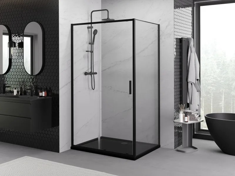 Mexen Exo-S schuifdouchecabine 120 x 90 cm, transparant, zwart - 8151-120-090-70-00