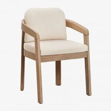 Set Van 4 Eetkamerstoelen Met Armleuningen Van Acaciahout Uleno Lichte Acaciekleur - Sklum