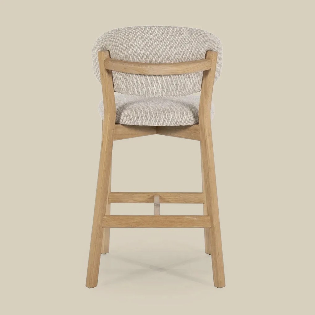 Luxe Barstoel Eiken En Taupe Stof