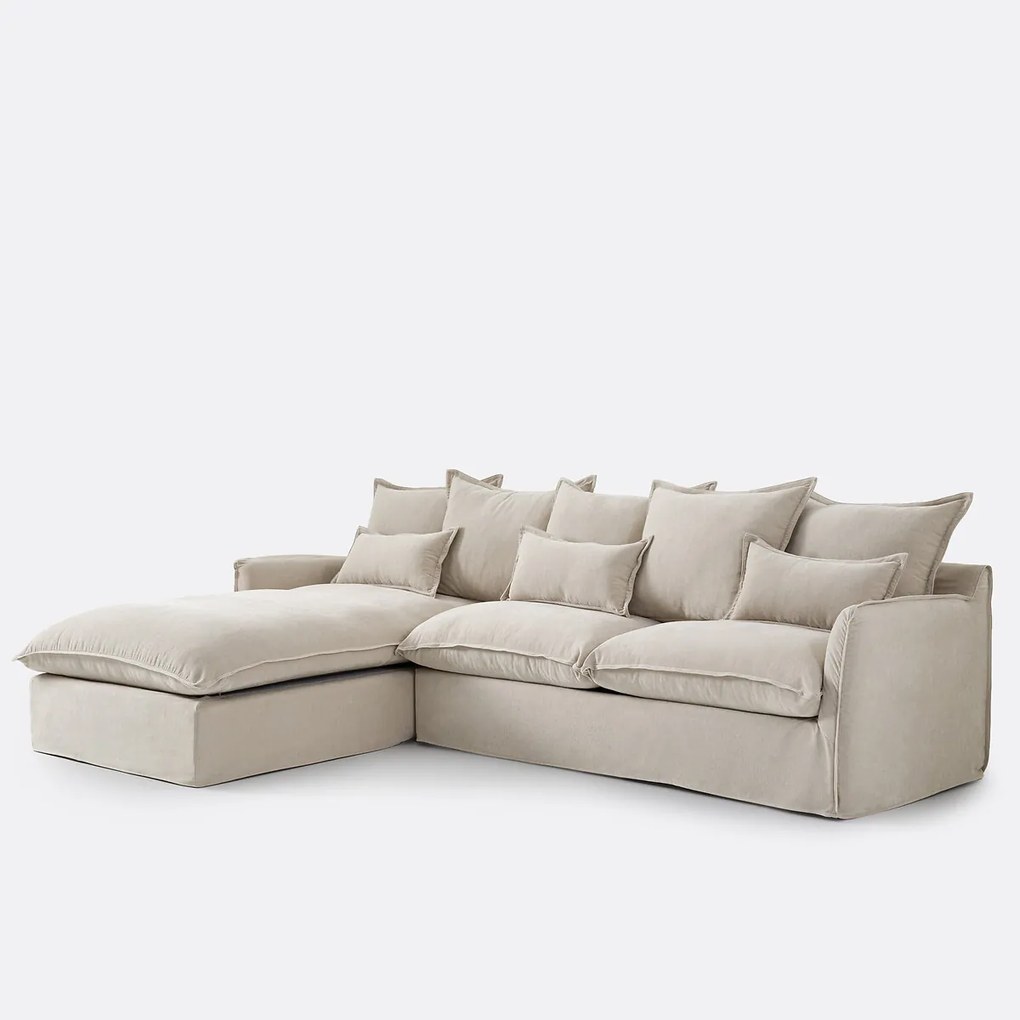 Hoekbank links, afneembare hoes, 4 zits, in gevlekt polyester, ODNA