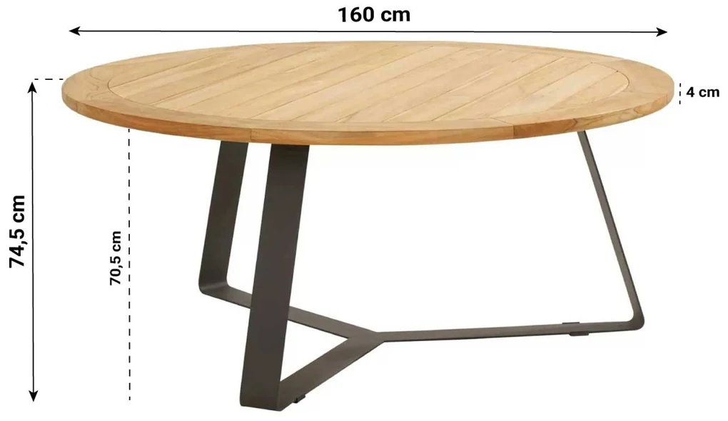 Tuintafel rond 160 cm Aluminium Grijs Basso teak