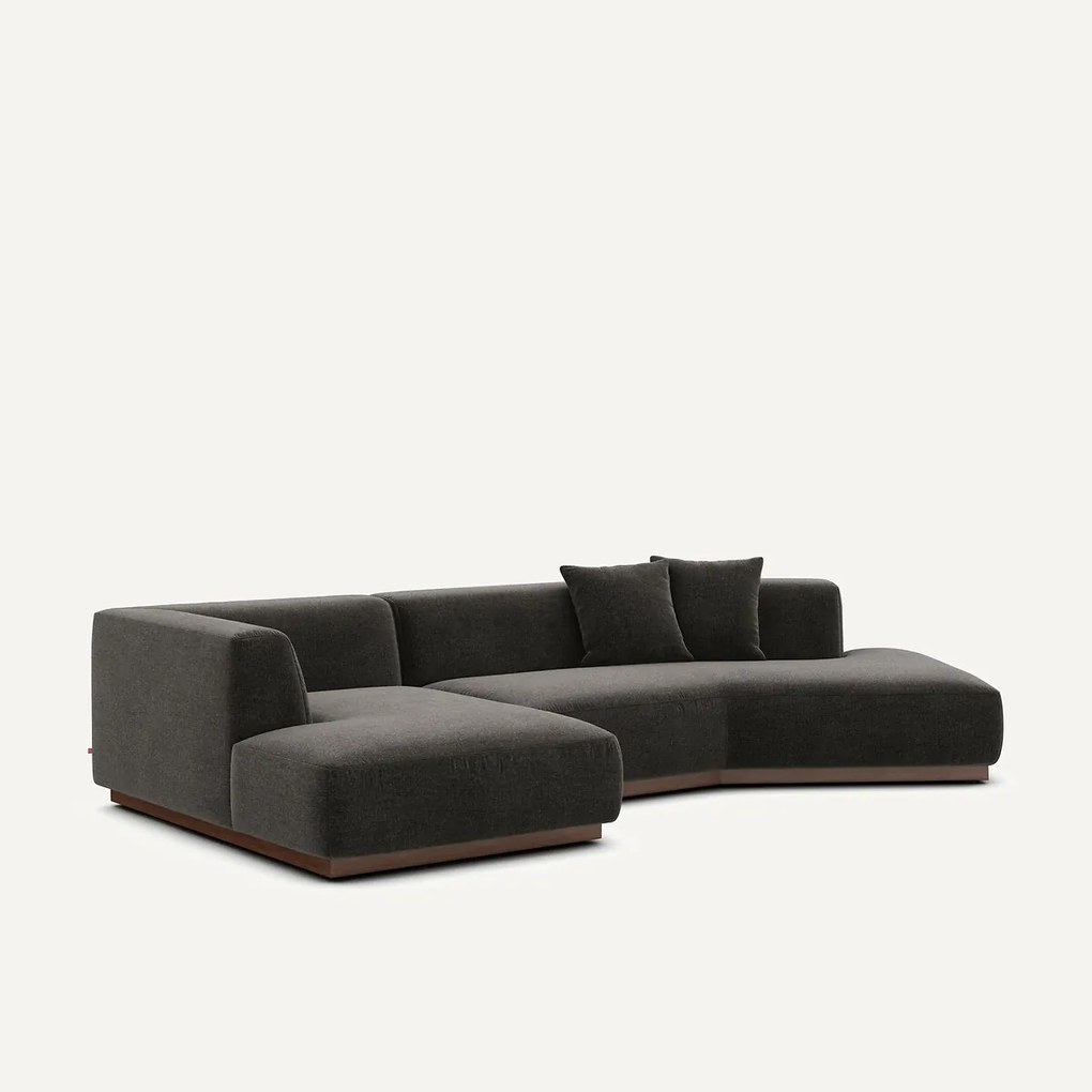 Open hoekbank in chenille fluweel, Jacopo