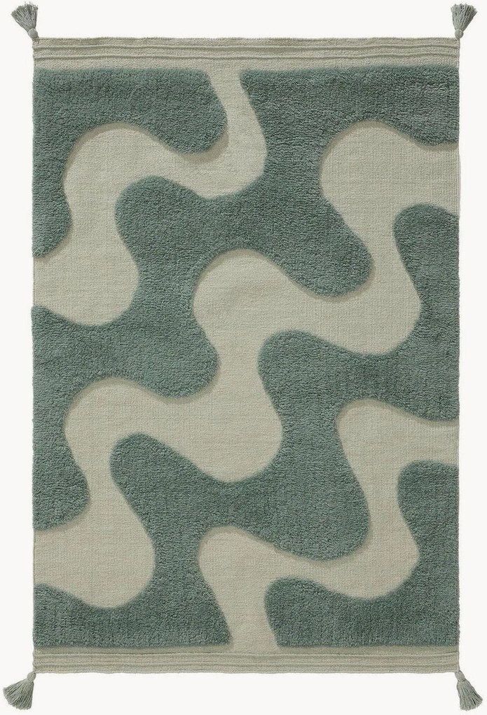 Handgeweven katoenen vloerkleed Muriel met hoog-laagstructuur