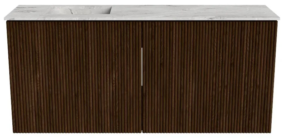Mondiaz Joya DLux 90cm toiletmeubel walnut met wastafel faye links zonder kraangat glace