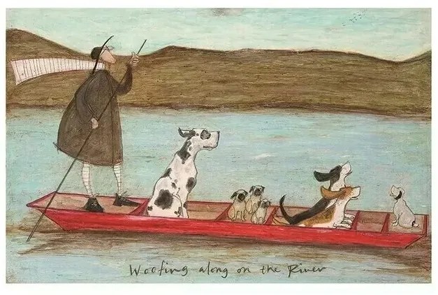 Kunstdruk Sam Toft - Woofing Along on the River