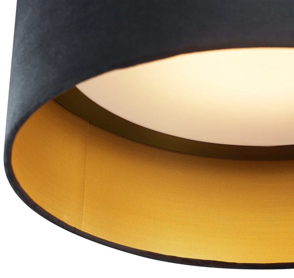 Moderne plafondlamp zwart velours 40cm incl. LED 3-staps dimbaar - Sue Modern rond Binnenverlichting Lamp