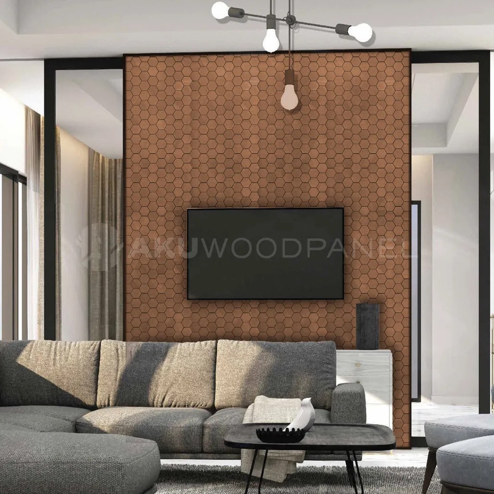 Decopaneel 60 cm x 60 cm Walnoot hout - Snowdrop Smoked Brown - 3D Wandpaneel - Wanddeco