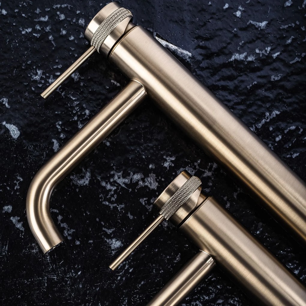 Wastafelkraan Rea Lungo Grip Gold Brush High