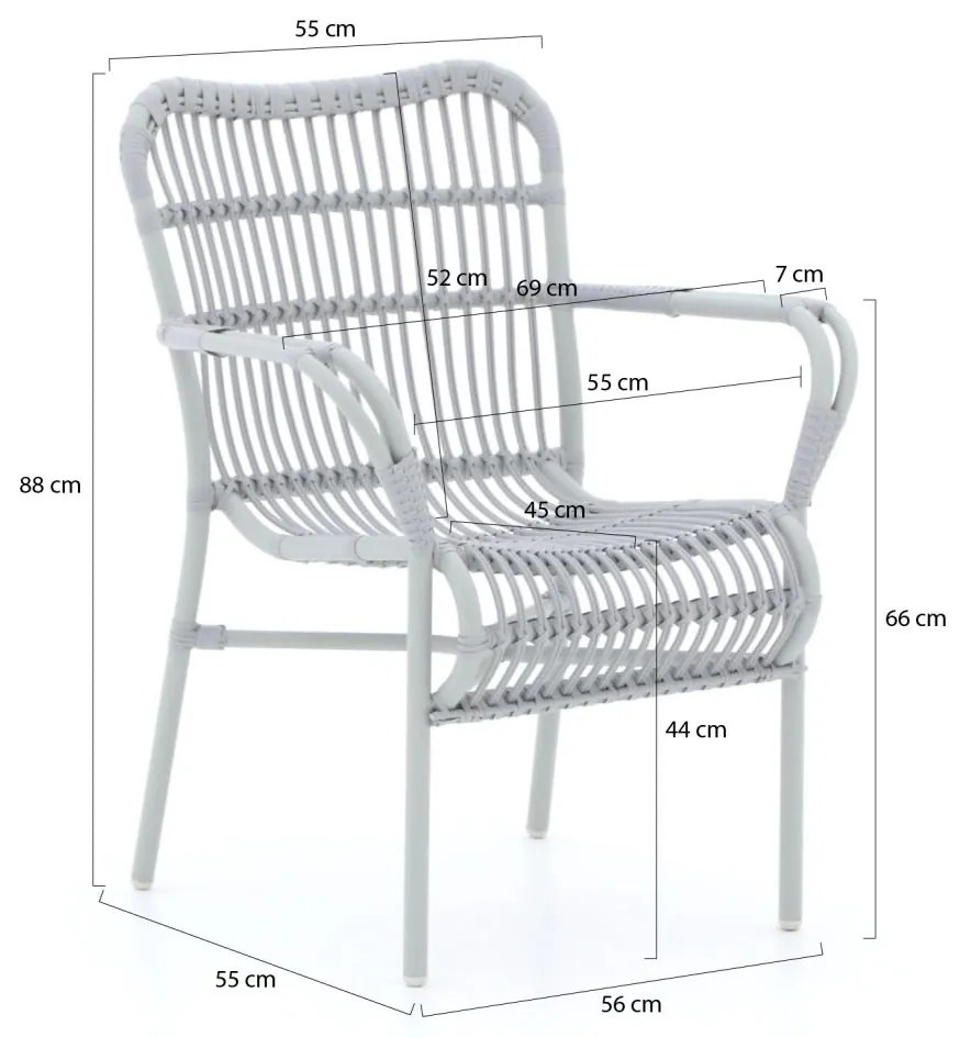 Intenso Parma/ROUGH-S 90cm dining tuinset 5-delig stapelbaar
