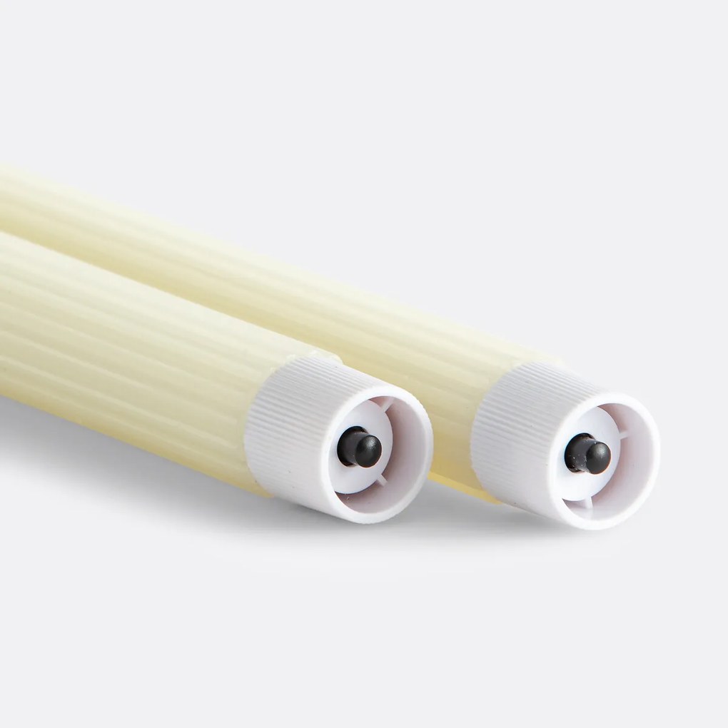 Set van 2 gestreepte wax LED-kaarsen, Caspar