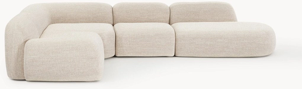 Modulaire bouclé XL hoekbank Wolke met chaise longue