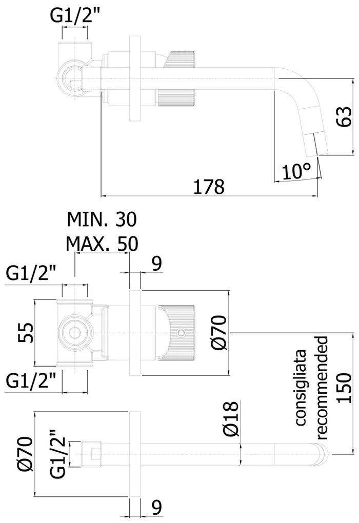 Paffoni Jo inbouw wastafelkraan 2-gats chroom