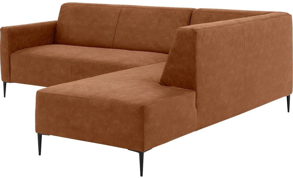 Goossens  Key West cognac, micro leer, 2,5-zits, modern design met ligelement rechts