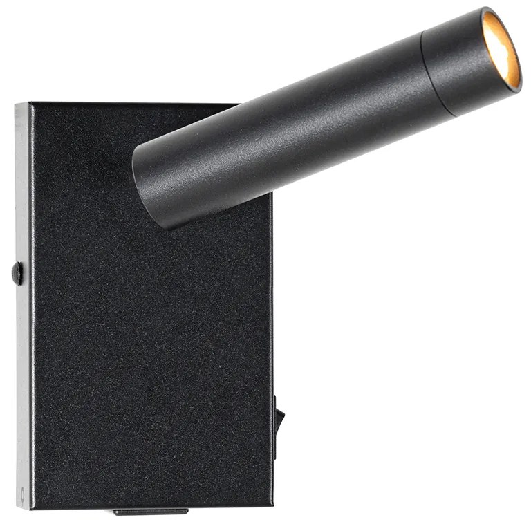 Moderne wandlamp zwart verstelbaar met usb - Croft