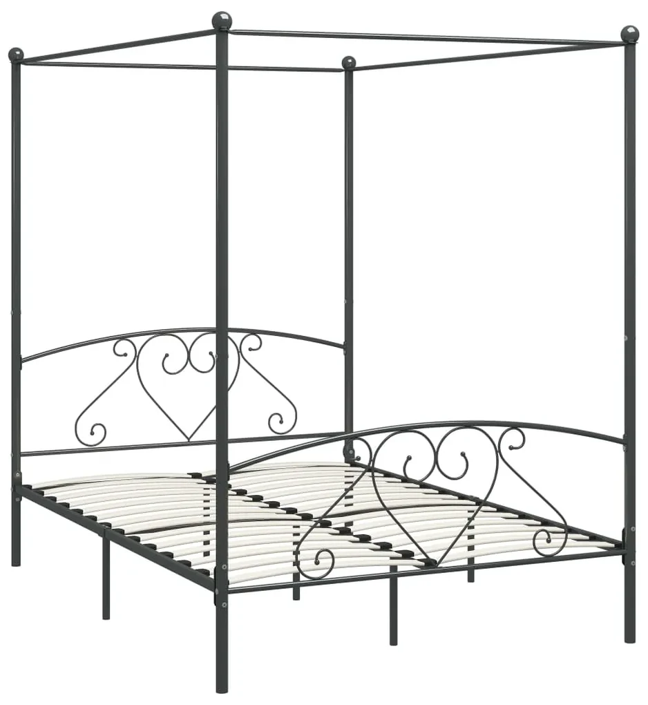 vidaXL Hemelbedframe metaal grijs 160x200 cm