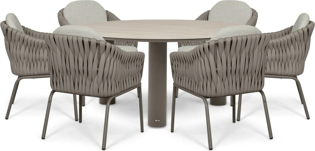 Tuinset 6 personen 158 cm Rope Taupe Santika Furniture Santika