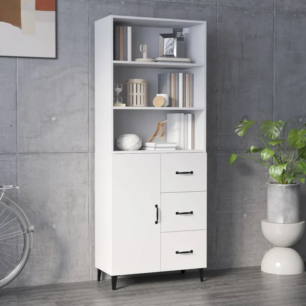 vidaXL Hoge kast bewerkt hout wit