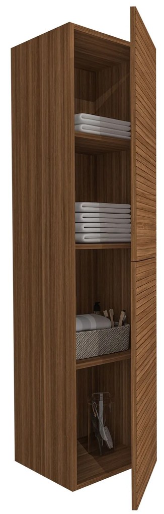 Sanigoods Maisy kolomkast ribbelfront 160cm walnoot