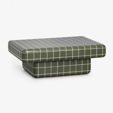 Rechthoekige Salontafel Met Cementtegel-look Eleonor 100 X 70 Cm & Ether Groen - Sklum