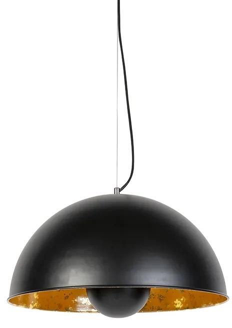 Eettafel / Eetkamer Industriële hanglamp zwart met goud 50 cm - Magna Eglip Modern E27 rond Binnenverlichting Lamp