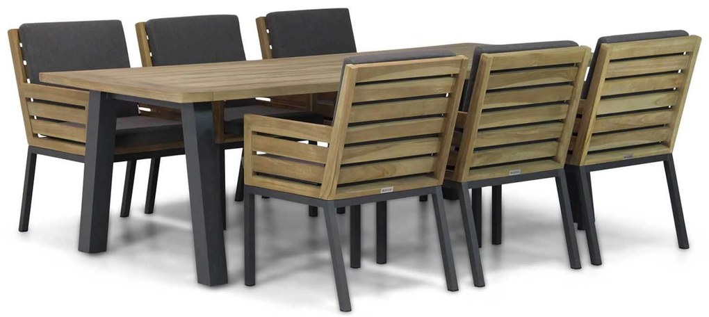 Tuinset 6 personen 240 cm Teak Old teak greywash Lifestyle Garden Furniture Dakota/Glasgow