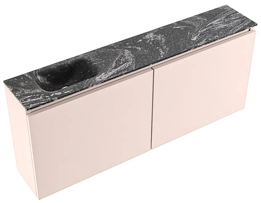 Mondiaz Ture DLux toiletmeubel 120cm rosee met wastafel lava links met kraangat