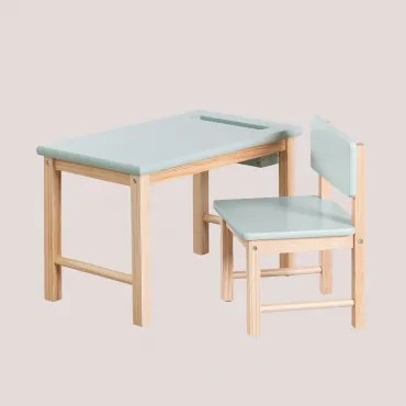 Dakota Kids Tafel- En Stoelen Set In Hout Celadon - Sklum
