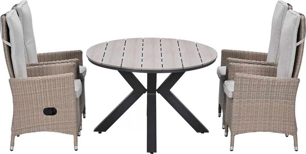 Garden Impressions Collin tuinset 5-delig - Tulli tuintafel 180 x 115 cm - light teak vironwood