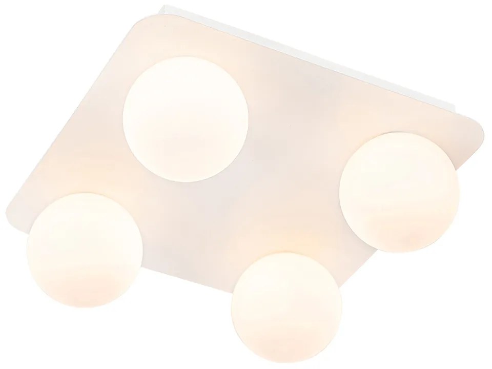 Moderne badkamer plafondlamp wit vierkant 4-lichts - Cederic