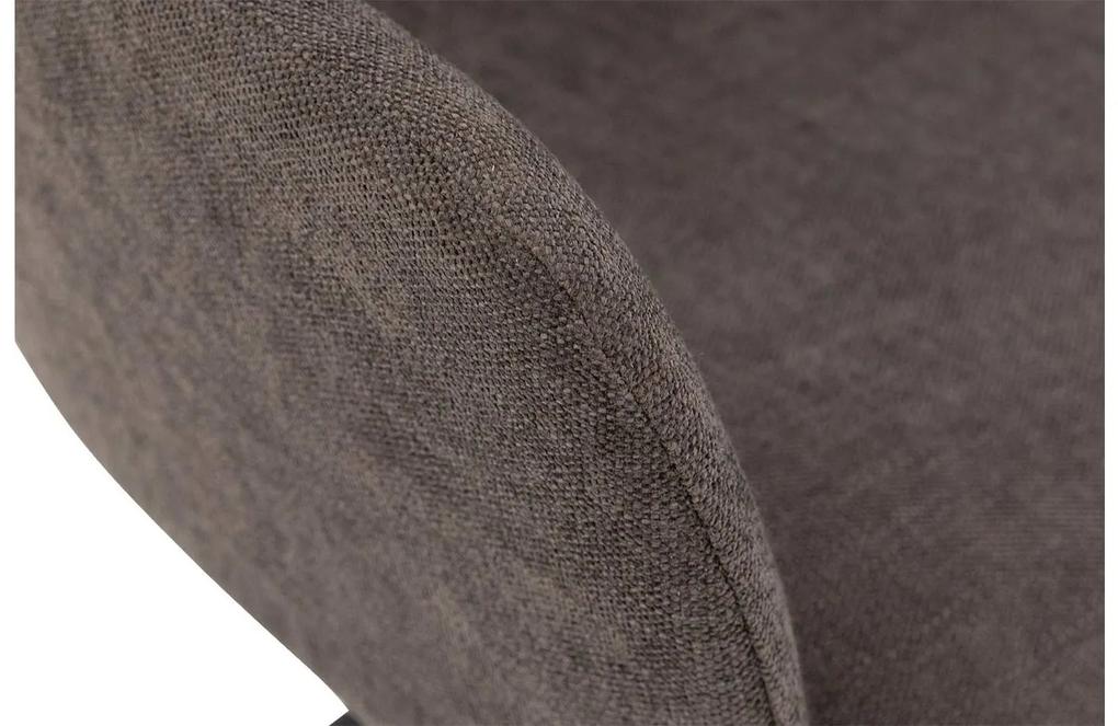 Goossens Eetkamerstoel Hera bruin stof met draaifunctie met armleuning, modern design