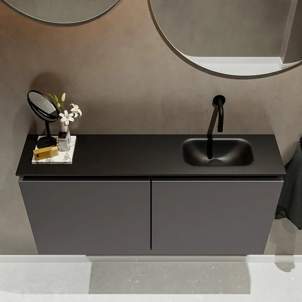 Mondiaz Ture 100cm toiletmeubel dark grey met wastafel urban rechts geen kraangat