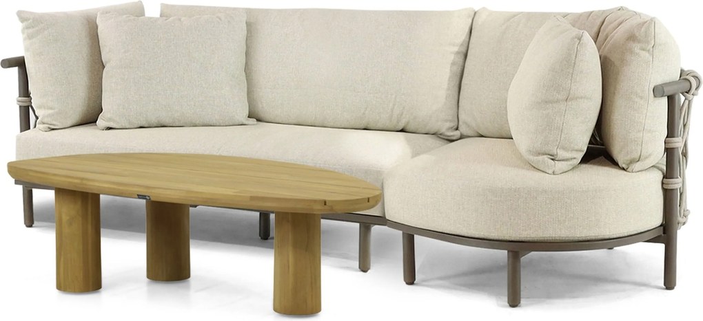 4 Seasons Outdoor Ezra/Riah Organisch Loungeset Aluminium Taupe 3-delig