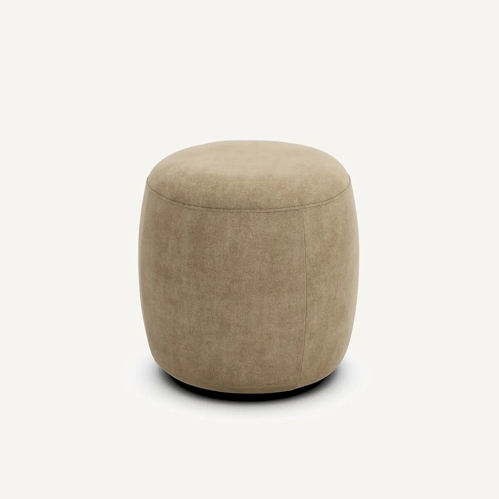 Poef van stonewashed fluweel, Rosebury, ontwerp Emmanuel Gallina