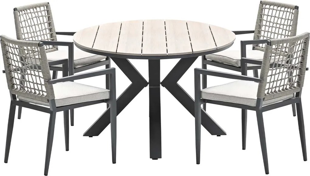 Garden Impressions Burela tuinset 5-delig - Tulli tuintafel 180x115xH75 cm