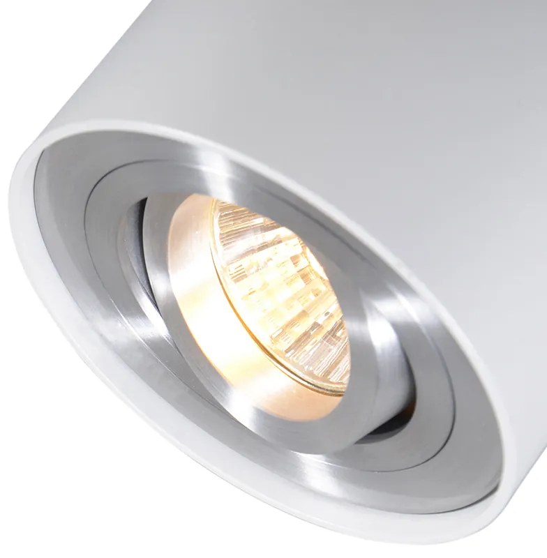 Moderne Spot / Opbouwspot / Plafondspot wit en staal draai- en kantelbaar - Rondoo up Design, Modern GU10 Binnenverlichting Lamp