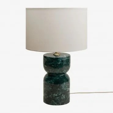 Diniz Tafellamp Van Natuursteen Wit Ø30 Cm - ↑20 Cm Arlina & Groen Marmer Udaipur - Sklum