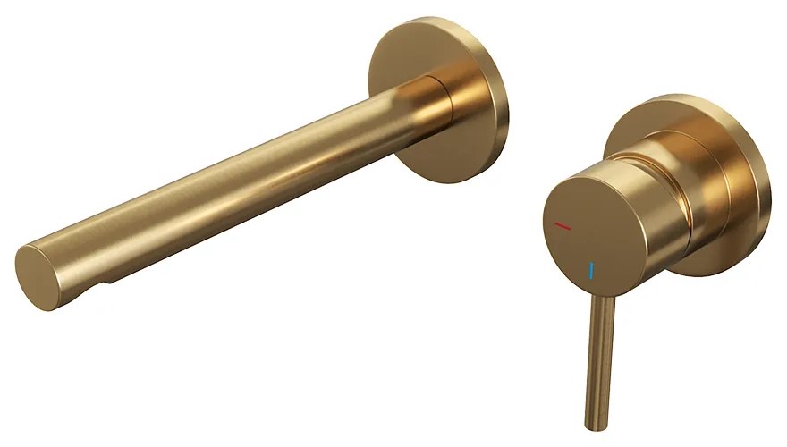 Brauer Gold Edition ColdStart wastafelkraan inbouw rechte uitloop en rozetten model A1 geborsteld messing PVD