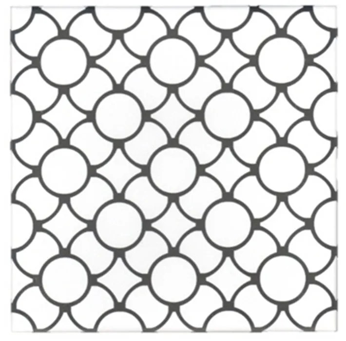 Terre d'Azur Penedes vloertegel met decor 20x20cm wit/zwart - per 25 stuks
