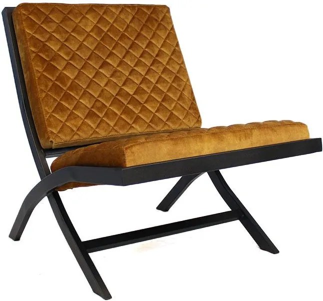 Livin24 | Fauteuil Gijs zithoogte 42 cm x zitdiepte 43 cm x hoogte 80 cm x okergeel, zwart fauteuils materiaal zitting: | NADUVI outlet