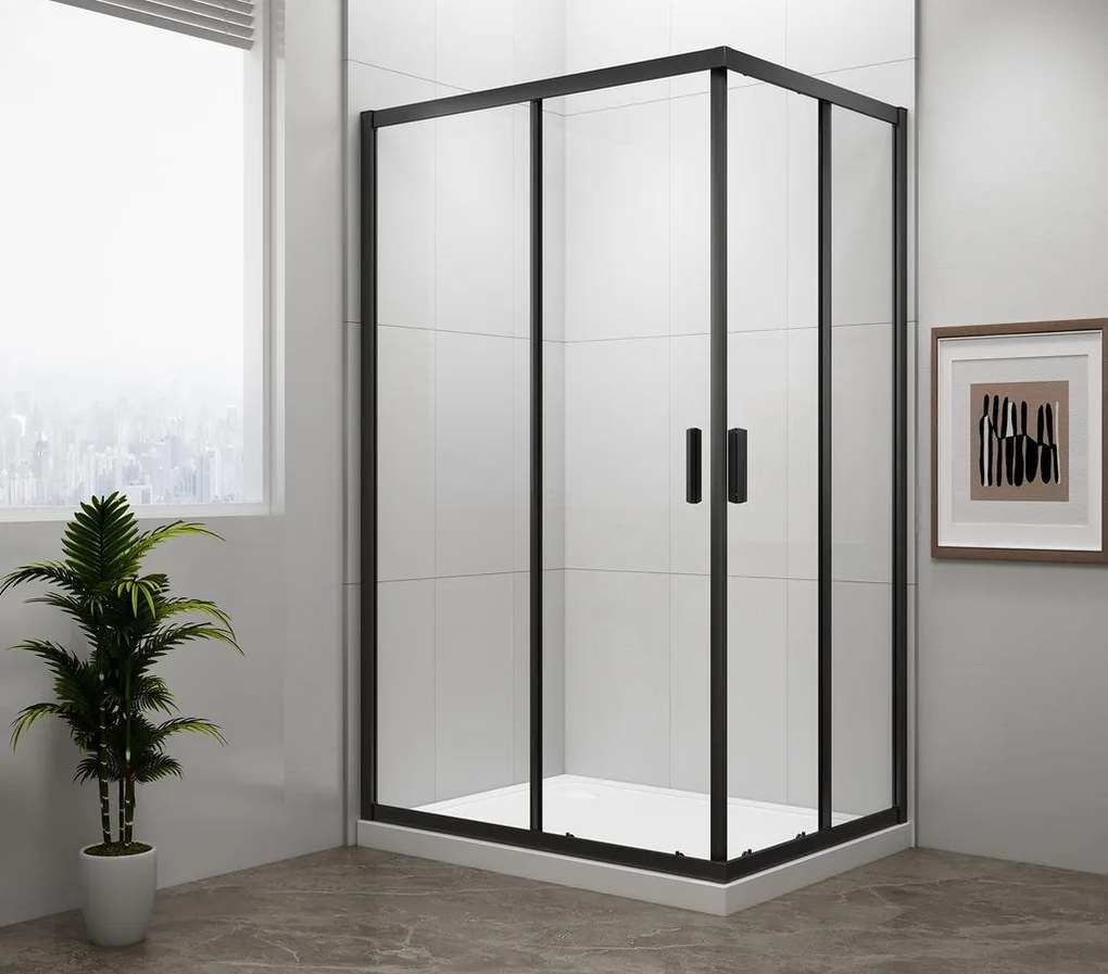 Polysan Easy Black rechthoekige douchecabine 90x80cm zwart mat
