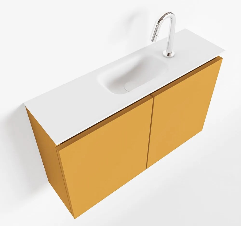 Mondiaz Ture 80cm toiletmeubel ocher met wastafel talc midden 1 kraangat