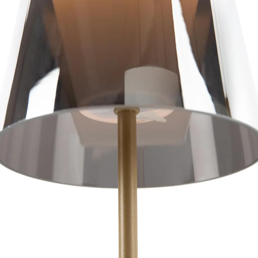 Moderne tafellamp goud met smoke glas incl. LED 3-staps dimbaar - Jent Modern IP44 Binnenverlichting Lamp