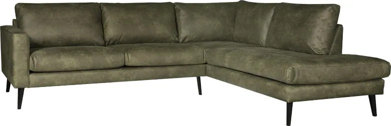 Hoekbank - Aster - rechts - stof lederlook Dalton groen 14