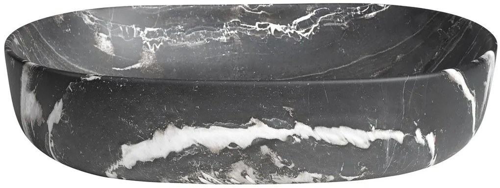 Sapho Rondane keramische waskom 60x42cm zwart marmer