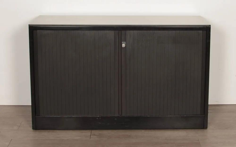 Roldeurkast, zwart, 74 x 120 cm, incl. 1 legbord
