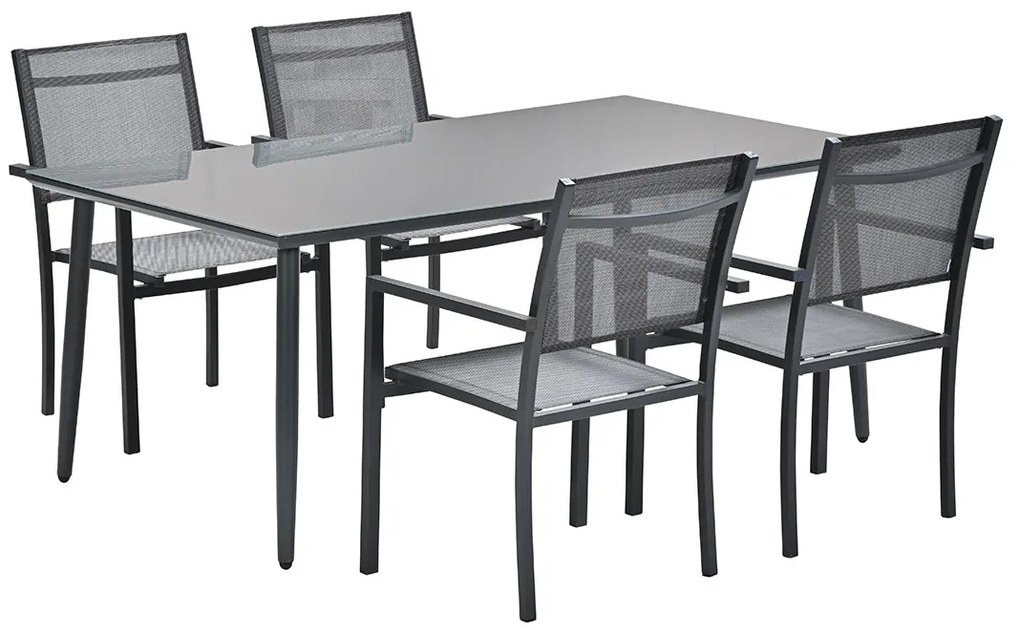 Garden Impressions Moon tuinset 5-delig donker grijs - Senna tuintafel 180x100 cm