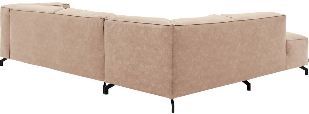 Goossens Bank Calvin beige, micro leer, 3-zits, modern design met ligelement links